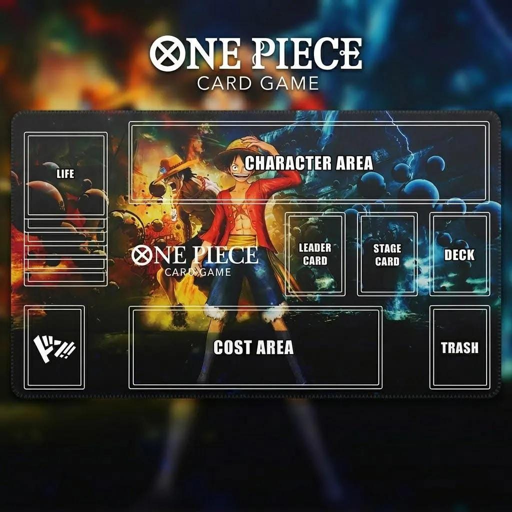 One Piece Card Game Playmat - Luffy & Ace Edition - TCG Gaming Mat with Battle Zones - Premium Card Game Desk Mat - Gift for Gamers