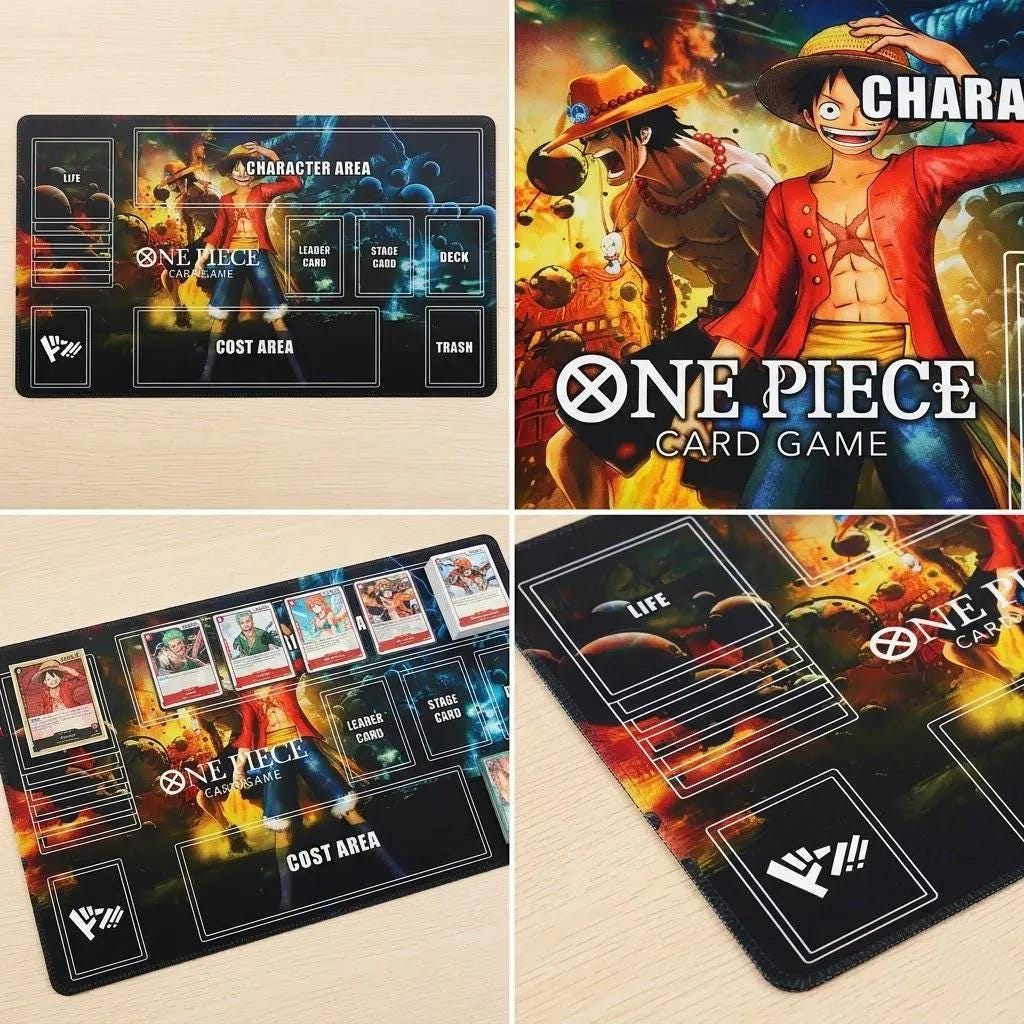 One Piece Card Game Playmat - Luffy & Ace Edition - TCG Gaming Mat with Battle Zones - Premium Card Game Desk Mat - Gift for Gamers