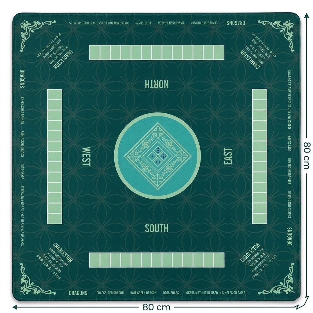 Mahjong Mat Square Playmat - Non-Slip Gaming Mat for Players, Clubs, and Gift for Mahjong Lovers