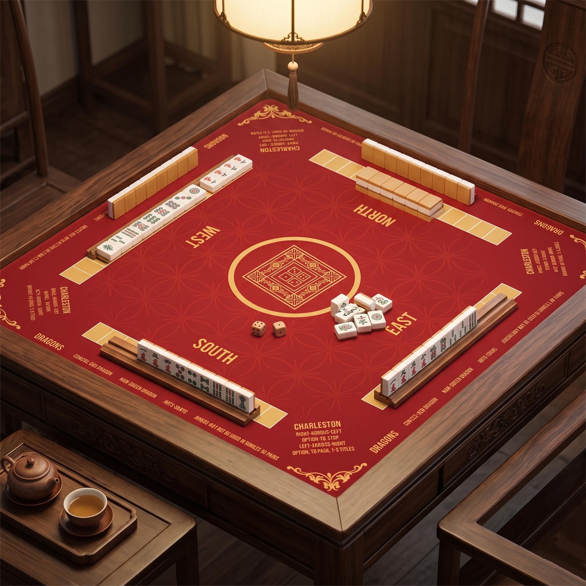 Mahjong Mat - Non-Slip Gaming Mat for Players, Clubs, and Gift for Mahjong Lovers 80 x 80 cm