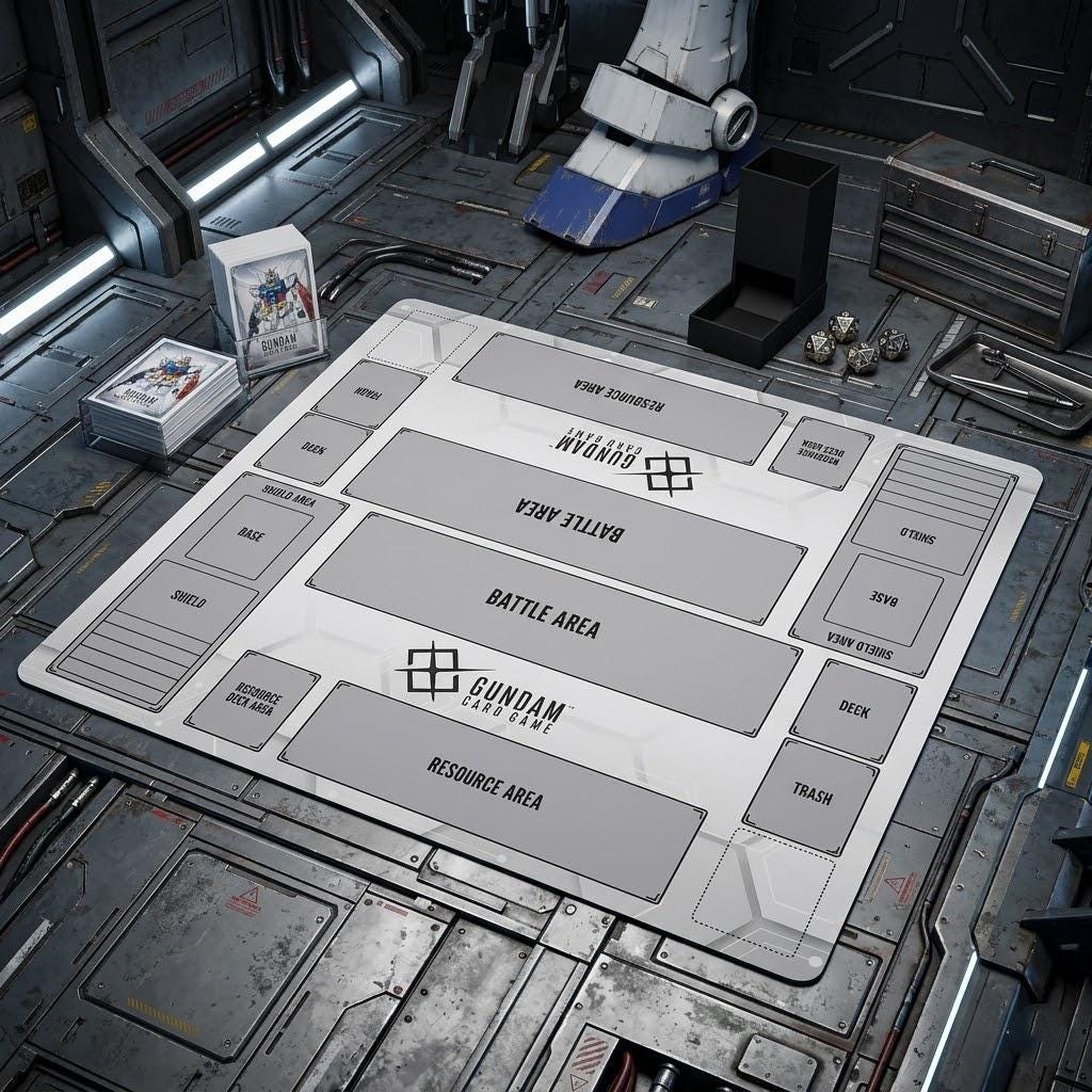 Gundam Card Game Playmat | 2 Player Duo Battle Mat with Zones, 60x60cm