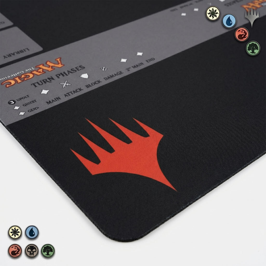 Magic The Gathering 2 Player Playmat | MTG Battle Mat with Zones & Turn Tracker | Professional TCG Tabletop Gaming Mat | 24 x 24" Duo